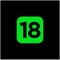 18 allow vector icon. green 18 number vector symbol