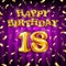 18 Happy Birthday message made of golden inflatable balloon eighteen letters isolated on pink background fly on gold ribbons with