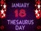 18 January, Thesaurus Day, neon Text Effect on bricks Background