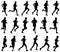 18 marathon runners silhouettes