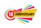18 th birthday banner logo design.  Eighteen years anniversary badge emblem. Abstract geometric poster.