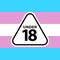 18 under sign warning symbol on the transgender pride flags background, LGBTQ pride flags of lesbian, gay, bisexual