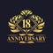 18 years Anniversary Logo, Luxury floral golden 18th anniversary logo