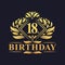 18 years Birthday Logo, Luxury Golden 18th Birthday Celebration