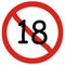 18 years limitation sign on white background red circle frame vector icon