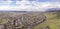 180 Degree aerial panorama of Folsom, California and Folsom Lake