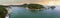 180 degree aerial panorama of Roatan at sunrise