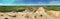 180 degree cylinder panorama from composite aerial photos of a sand pit in northern Germany, aerial