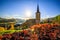 180-degree Moselle loop, vineyards, landscape and lighting in the morning, sunrise in autumn