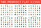 180 vector complex flat icons concept symbols of school, stationery, education, online learning, brain process, data