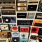 1818 Vintage Vinyl Collection: A retro and music-themed background featuring a collection of vintage vinyl records, record sleev