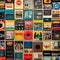 1818 Vintage Vinyl Collection: A retro and music-themed background featuring a collection of vintage vinyl records, record sleev