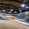 182 A contemporary urban skate park with sleek ramps, vibrant street art, and a vibrant atmosphere, attracting skateboarders and