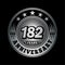 182 years anniversary celebration. 182nd anniversary logo design. 182years logo.