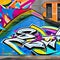 1852 Urban Graffiti Wall: A vibrant and urban background featuring a graffiti-covered wall with street art, vibrant colors, and