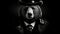 1860s Detective Bear: Realistic Fantasy Artwork In Black And White