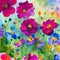 1861 Abstract Watercolor Blooms: An artistic and abstract background featuring watercolor blooms in vibrant and fluid colors, co