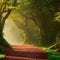 1871 Enchanted Forest Path: A magical and enchanting background featuring a forest path with enchanted trees, glowing mushrooms,