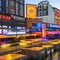 1872 Urban Neon Lights: A vibrant and urban background featuring neon lights with colorful glow, reflections, and a sense of urb
