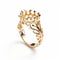 18k Gold Crown Design Ring With Naturalistic Shadows And Intricate Webs