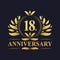 18th Anniversary Design, luxurious golden color 18 years Anniversary logo