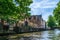 The 18th century De Pelikaan almshouses along the Groenerei in Bruges, Belgium