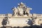 18th century Trevi Fountain  papal coat of arm at the top of the building  Rome  Italy