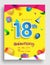 18th Years Anniversary invitation Design, with gift box and balloons, ribbon, Colorful Vector template elements for birthday