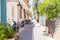 19 JUNE 2017. View of calm street in Rhodes town. Greece