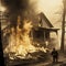 1900 fireman fights fire burning homes