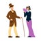 1900 Victorian People Lady And Gentleman Vector Illustration