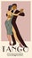 1920s Tango Poster. Elegant couple dancing tango.