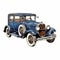 1920s Vintage Drawing Of A Colorized Vintage Car On White Background