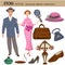 1930 fashion style man and woman personal objects