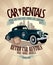 1930th - 1970th retro car rentals design.