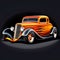 1935 3 window coupe hot rod cartoon, Generative AI