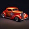 1935 3 window coupe hot rod cartoon, Generative AI