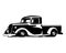 1935 truck silhouette logo. isolated white background view from side.