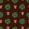 1936 flowerpot, seamless pattern in bright colors with flowers in pots with roses