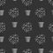 1937 flowerpot, seamless pattern with flowers in pots with roses in monochrome gray