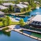 195 A luxurious lakeside resort with elegant suites, a private marina, and a range of water sports activities, providing a luxur