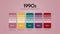 1950s colour schemes ideas. Color Trends combinations and palette guide. Example of table color shades in RGB and HEX.Color swatch
