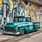 1955 Chevy pickup lowered suspension, Generative AI