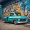 1955 Chevy pickup lowered suspension, Generative AI