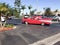 1957 chevy bel air classic car cruises in southern california with florida palm