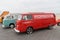 1960s  VW combi with porsche logo on the side parked at Scheveningen beach during aircooled classic vw motor show