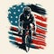 1968 Bike Race make a t-shirt design American flag background and white background
