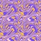 1970 liquid marble seamless pattern. Yellow purple wavy swirl texture. Groovy trippy psychedelic background