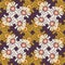 1970 s Retro Daisy Wildflower Motif Background. Naive Margerite Flower Seamless Pattern. White on Brown. Delicate Leaves