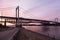 The 1970 suspension Pierre-Laporte Bridge and 1919 steel truss Quebec Bridge over the St. Lawrence River